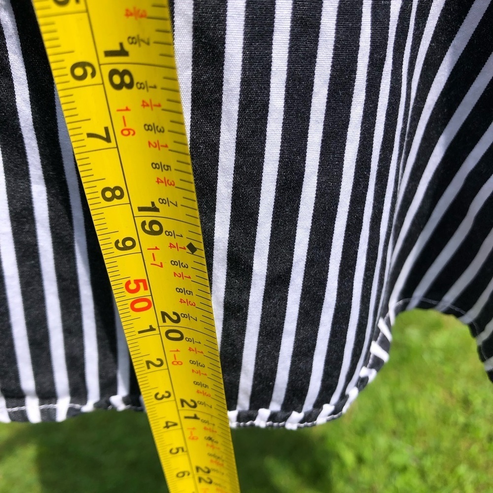Lauren Ralph Lauren Black and White Striped Peplum Button Down Shirt - Picture 5 of 16